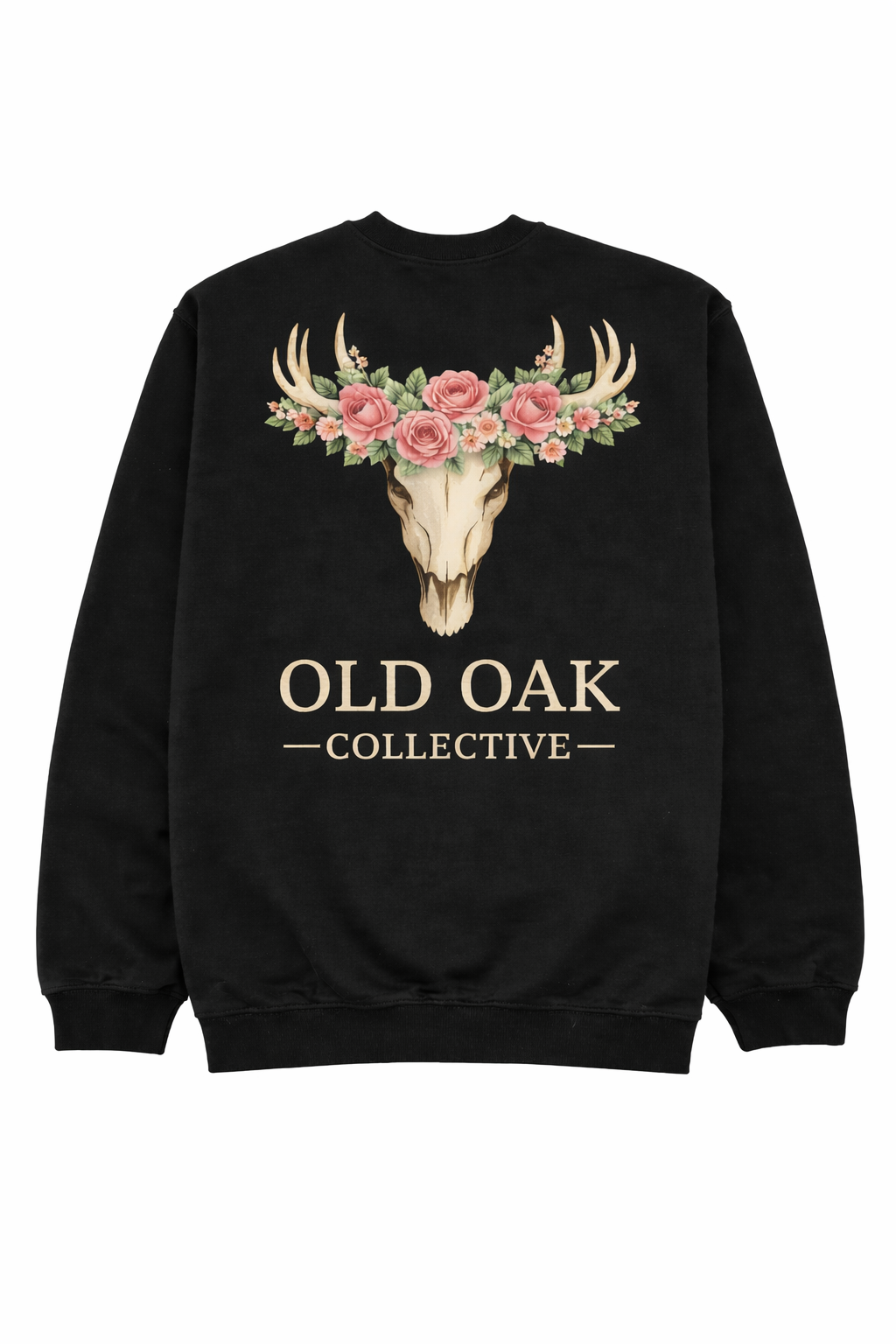 Floral Deer Skull crew neck sweat shirt