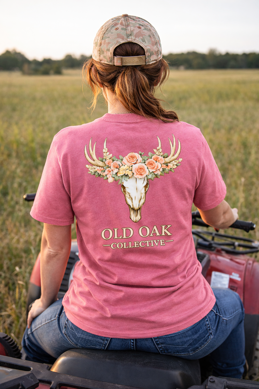 Floral Deer Skull Hunting T-Shirt