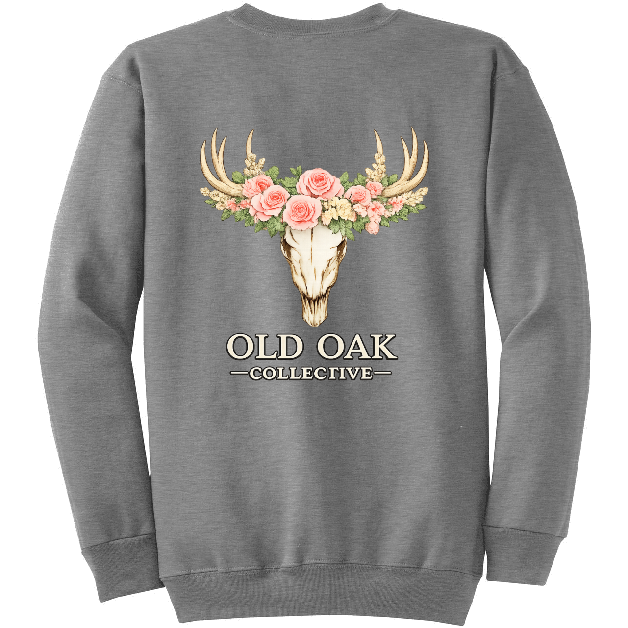 Floral Deer Skull crew neck sweat shirt