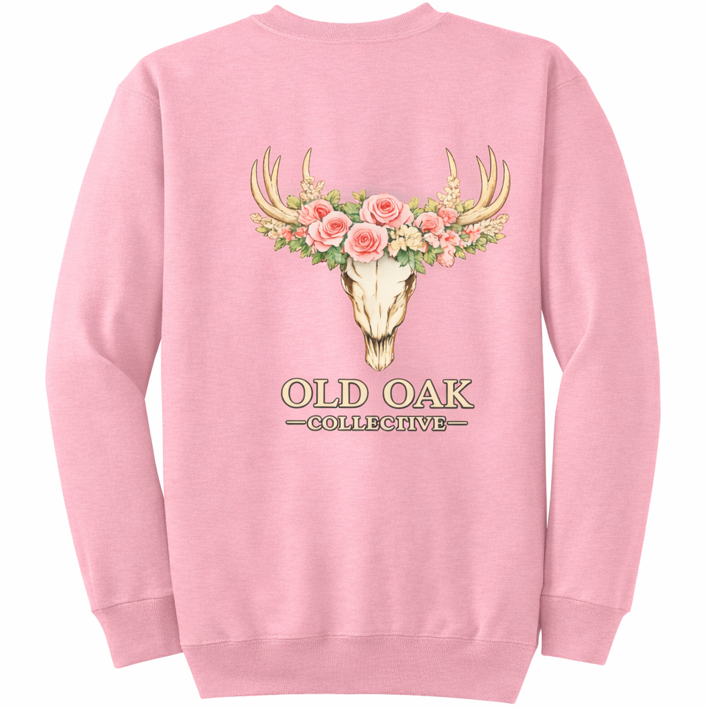 Floral Deer Skull crew neck sweat shirt